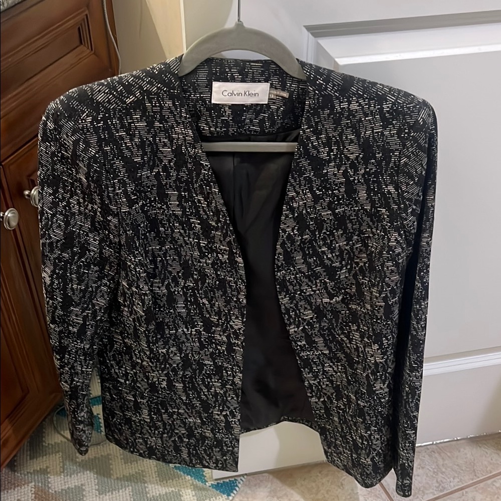 Calvin Klein Black and White Tailored Blazer